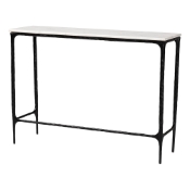 Baxton Studio Edsel Marble Console Table - Modern Rustic Accent Table with Hand-Forged Metal Frame for Living Room or Entryway, Rectangle